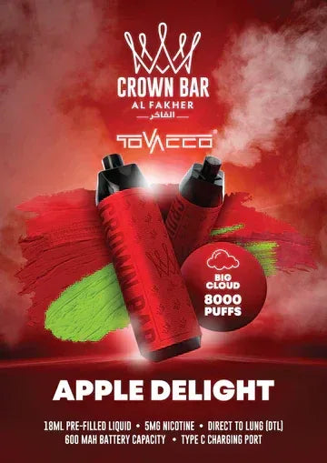 Al Fakher Crown Bar 8000 Puffs 5mg DTL (BIG CLOUD) ihn Dubai. - Vape Escape UAE