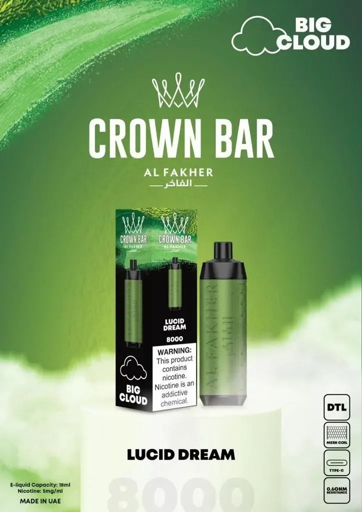 Al Fakher Crown Bar 8000 Puffs 5mg DTL (BIG CLOUD) ihn Dubai. - Vape Escape UAE