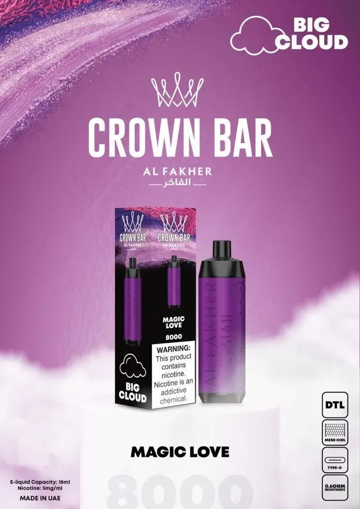 Al Fakher Crown Bar 8000 Puffs 5mg DTL (BIG CLOUD) ihn Dubai. - Vape Escape UAE