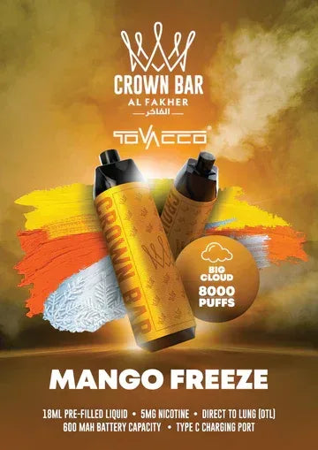 Al Fakher Crown Bar 8000 Puffs 5mg DTL (BIG CLOUD) ihn Dubai. - Vape Escape UAE
