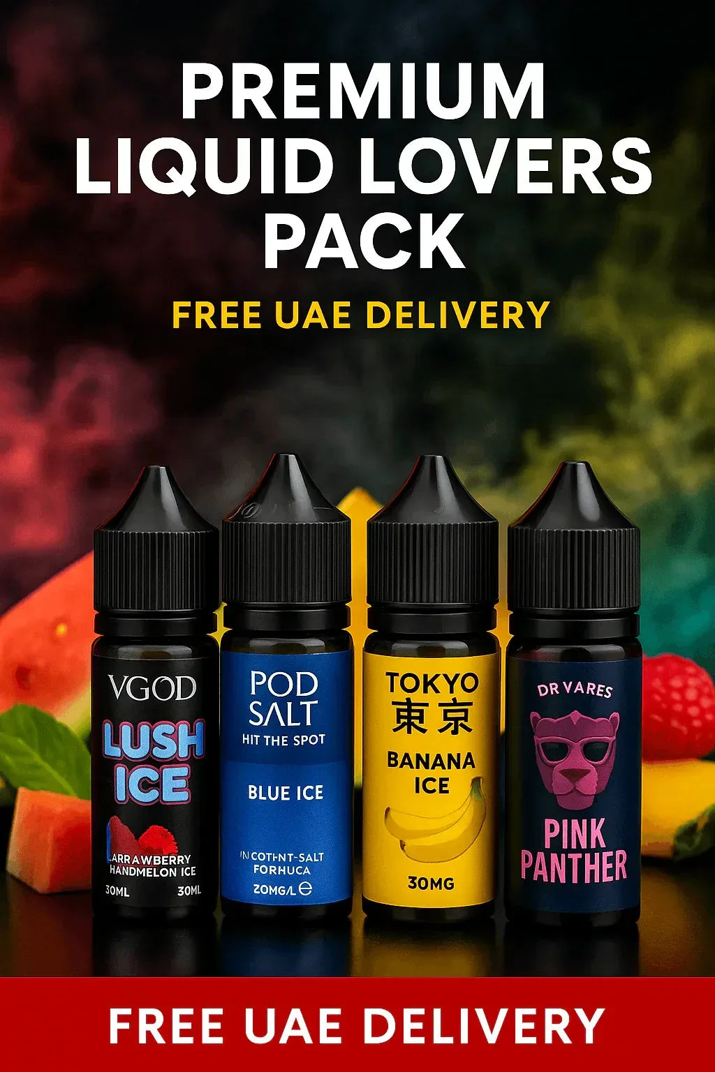 Premium Liquid Lovers Vape Juice Bundle – VGOD, Pod Salt, Tokyo, Dr Vapes | Dubai - Vape Escape UAE