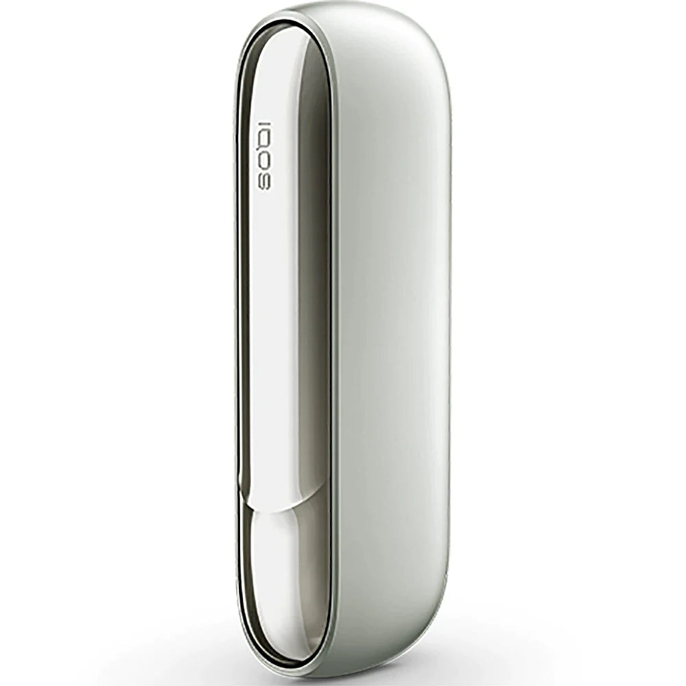 IQOS 3 DUO Moonlight Silver device shell, closed side view