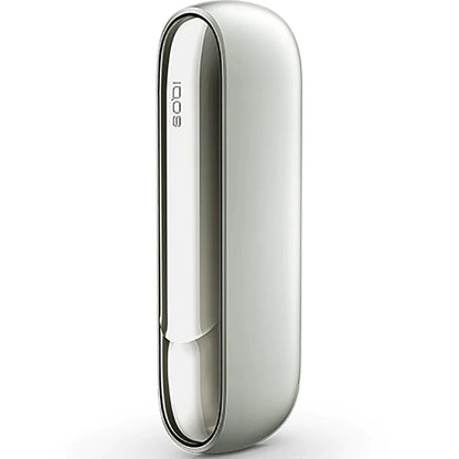 IQOS 3 DUO Moonlight Silver device shell, closed side view