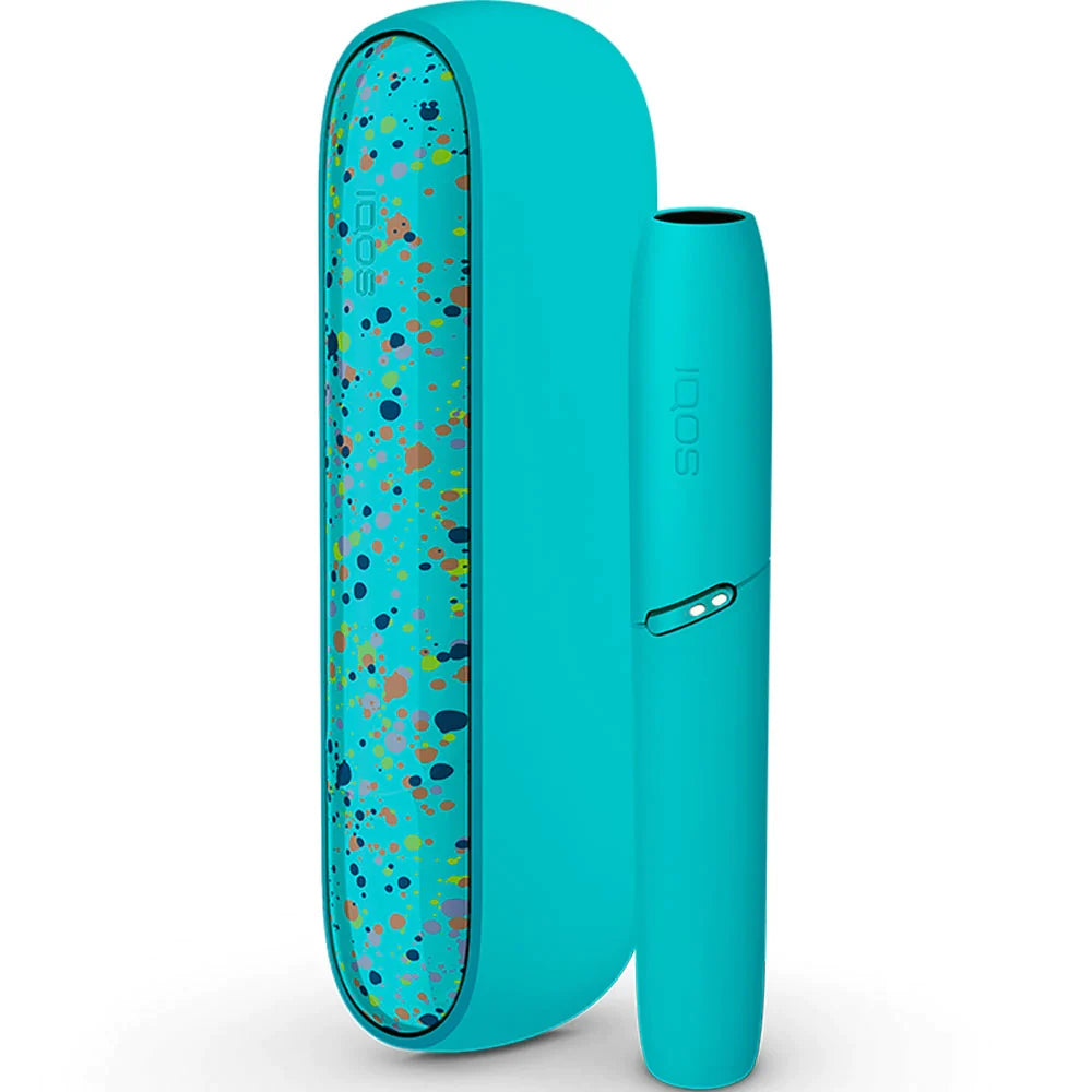 Teal heating kit with speckled panel and front control button, dual piece design