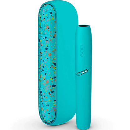 Teal heating kit with speckled panel and front control button, dual piece design