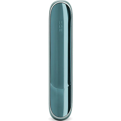 IQOS 3 DUO Lucid Teal device, side view with teal chamber