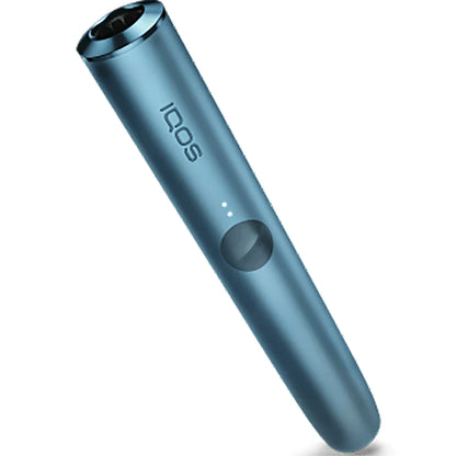 IQOS Iluma Azure Blue vape device, close-up angled view