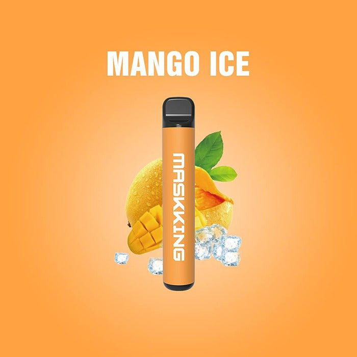 Maskking High GT disposable vape, orange-gold body with mango ice flavor
