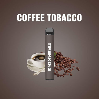Maskking High GT disposable vape, dark gray body with coffee tobacco flavor