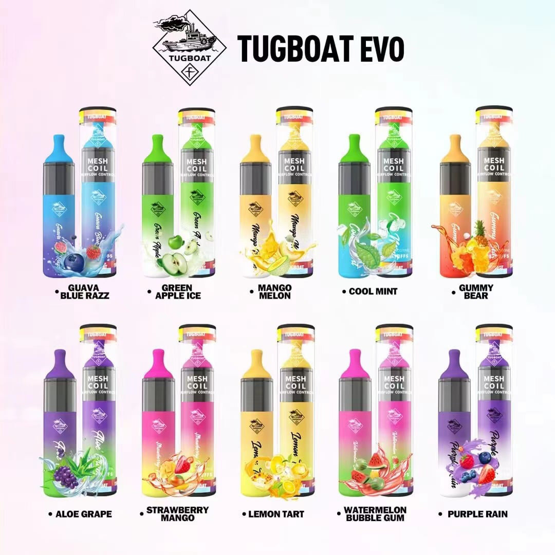 Tugboat EVO disposable vape multi-flavor pack with assorted canisters