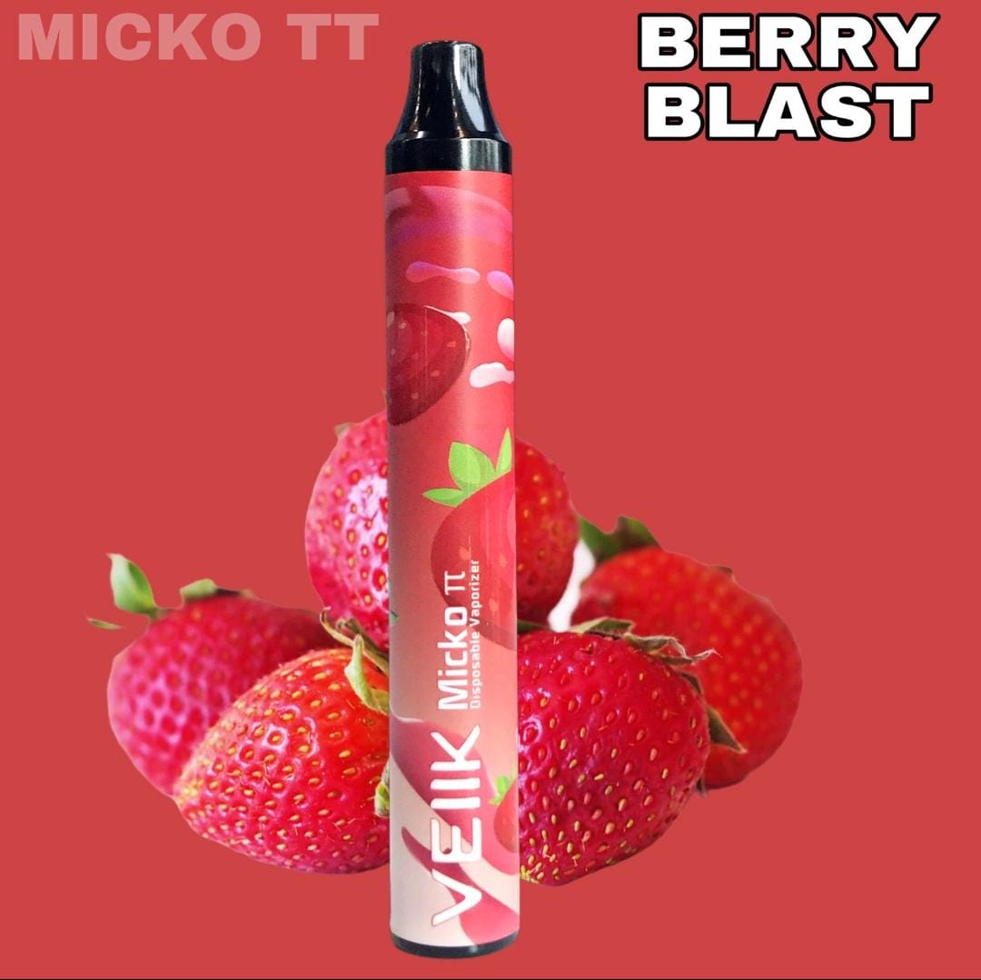 Berry Blast disposable vape pen with strawberries and berry slices