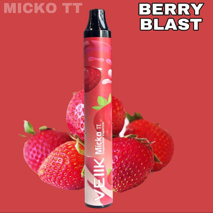 Berry Blast disposable vape pen with strawberries and berry slices
