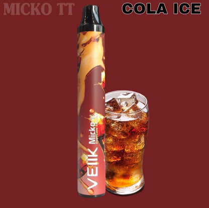 Disposable vape pen with black mouthpiece, Cola Ice flavor, brown body.