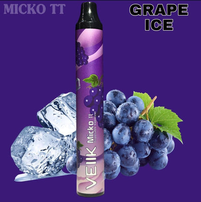 Grape Ice disposable vape pen with grapes and ice cubes