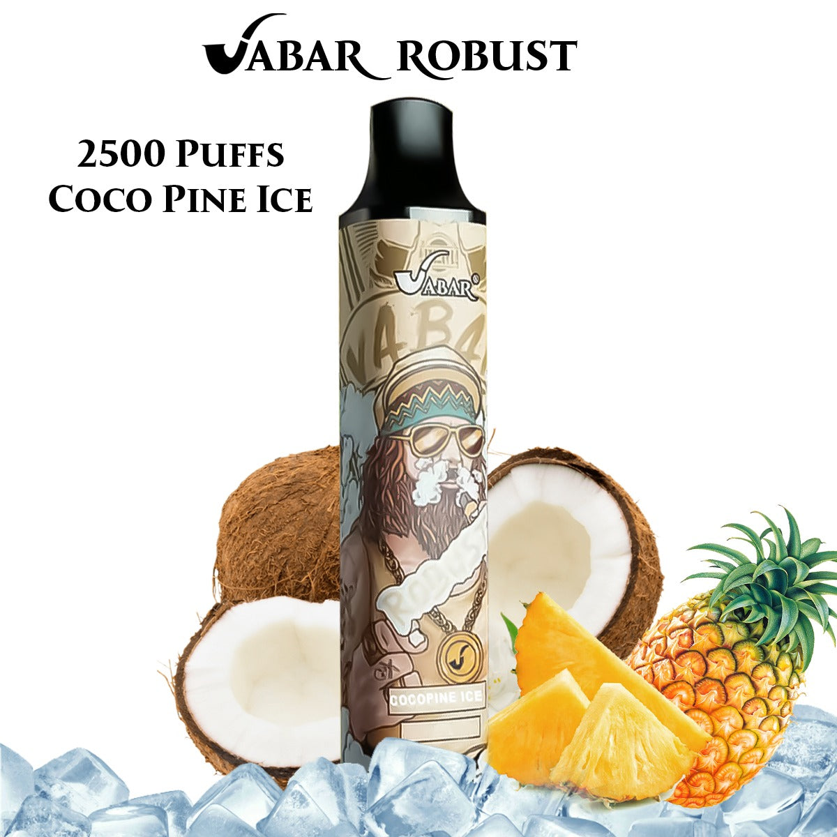 VABAR ROBUST disposable vape, Coco Pine Ice flavor, black mouthpiece