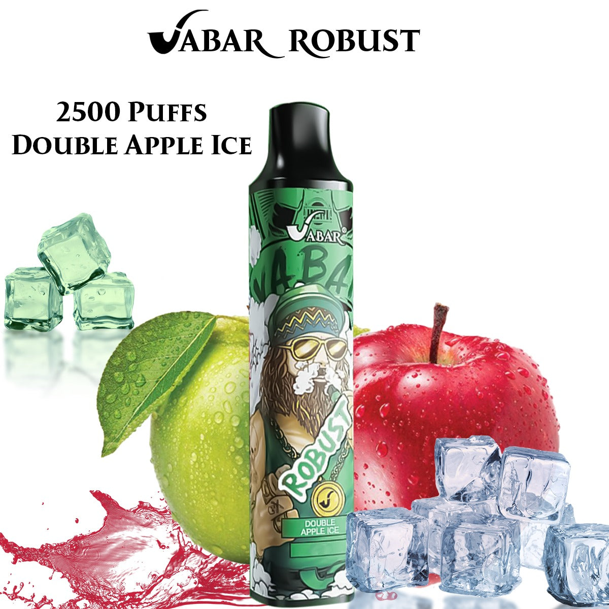 VABAR ROBUST disposable vape, Double Apple Ice flavor, black mouthpiece
