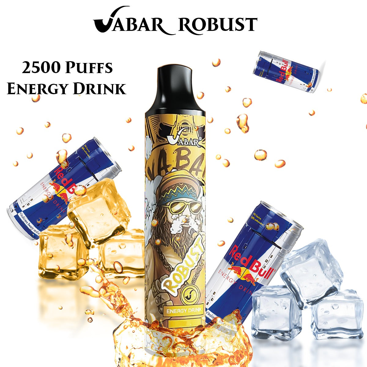 VABAR ROBUST disposable vape, Energy Drink flavor, black mouthpiece