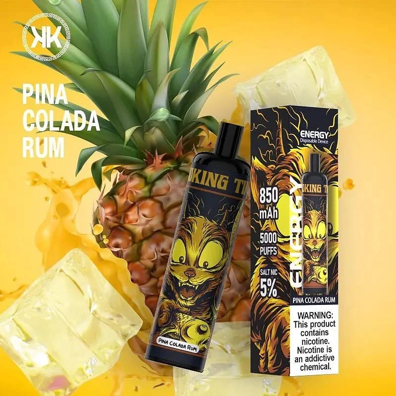 Disposable vape in pina colada rum flavor, black mouthpiece, 850 mAh, 5000 puffs