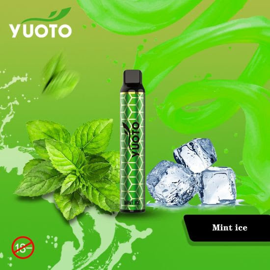 Disposable vape pen with green body and black mouthpiece.