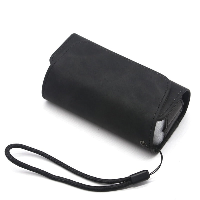 Black flip-top case pouch holder with wrist strap, for IQOS 3.0 Duo.