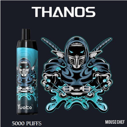 Yuoto Thanos disposable vape in light blue, Mouse Chef flavor artwork