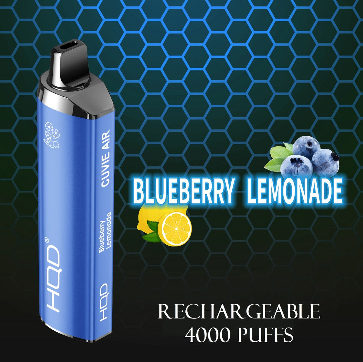 HQD Cuvie Air rechargeable vape, Blueberry Lemonade flavor, 4000 puffs