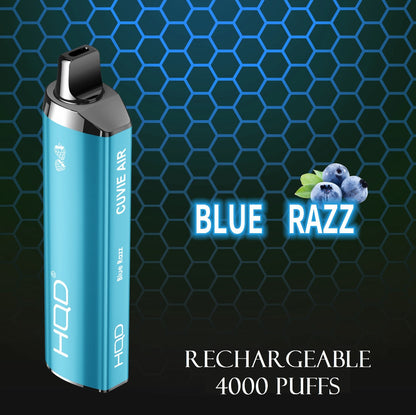 HQD Cuvie Air rechargeable vape, Blue Razz flavor, 4000 puffs