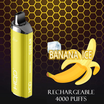 HQD Cuvie Air rechargeable vape, Banana Ice flavor, 4000 puffs