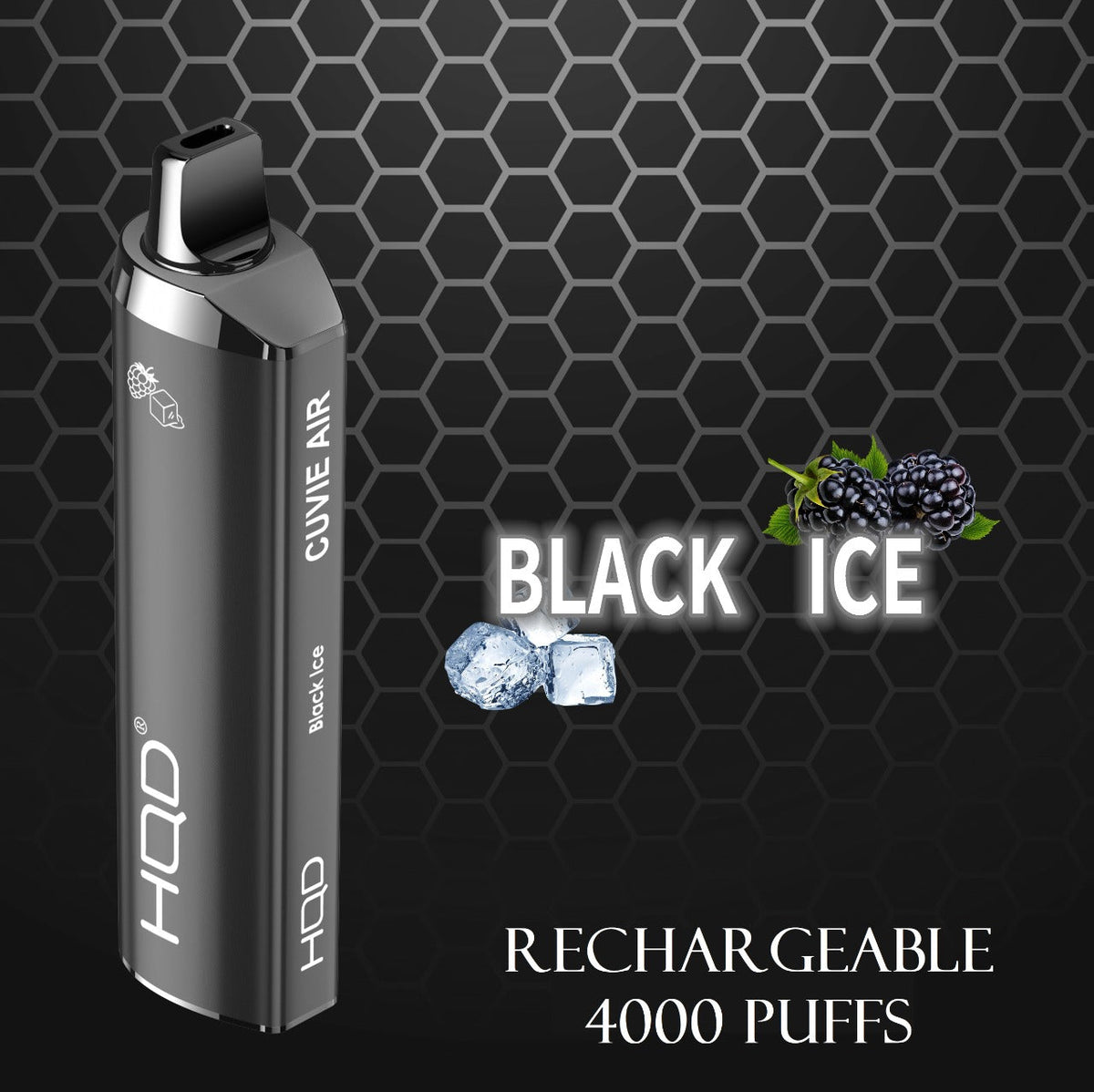 HQD Cuvie Air rechargeable vape, Black Ice flavor, 4000 puffs