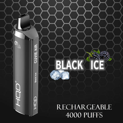 HQD Cuvie Air rechargeable vape, Black Ice flavor, 4000 puffs