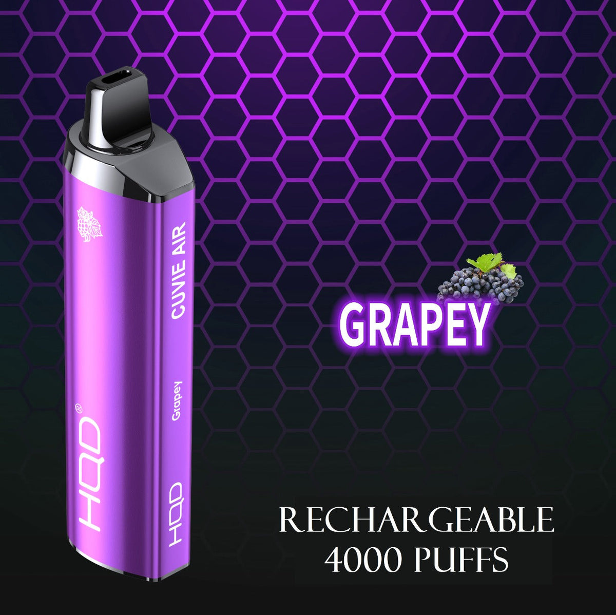 HQD Cuvie Air rechargeable vape, Grapey flavor, 4000 puffs