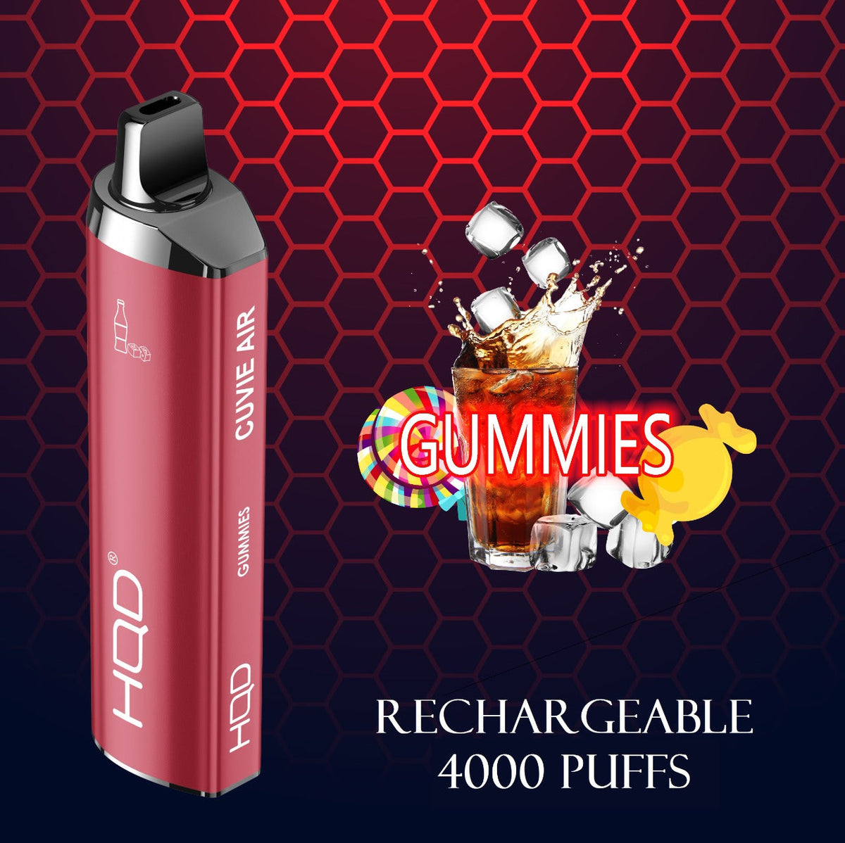 HQD Cuvie Air rechargeable vape, Gummies flavor, 4000 puffs