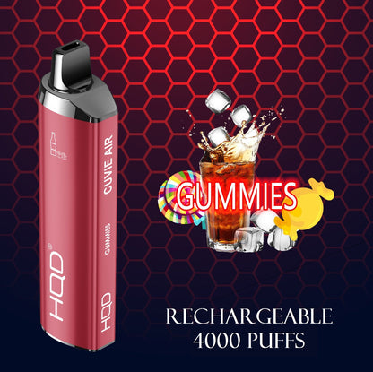 HQD Cuvie Air rechargeable vape, Gummies flavor, 4000 puffs