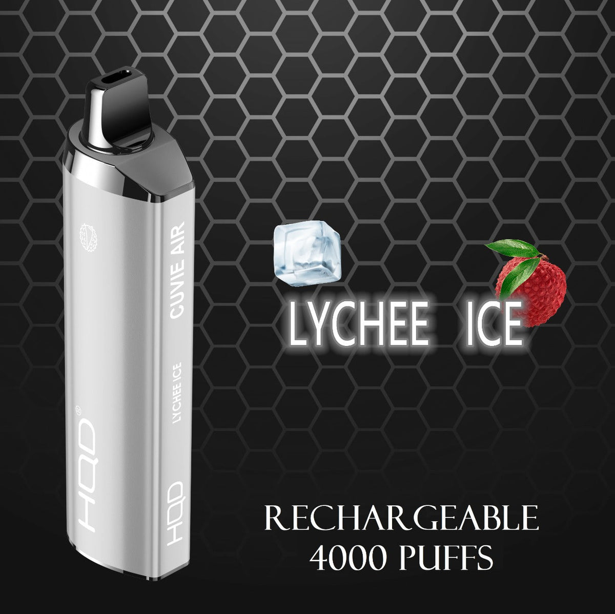 HQD Cuvie Air rechargeable vape, Lychee Ice flavor, 4000 puffs