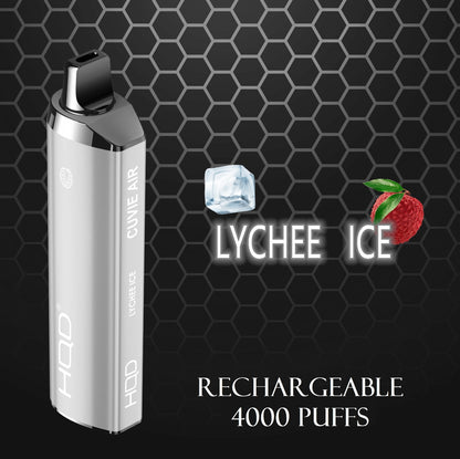 HQD Cuvie Air rechargeable vape, Lychee Ice flavor, 4000 puffs