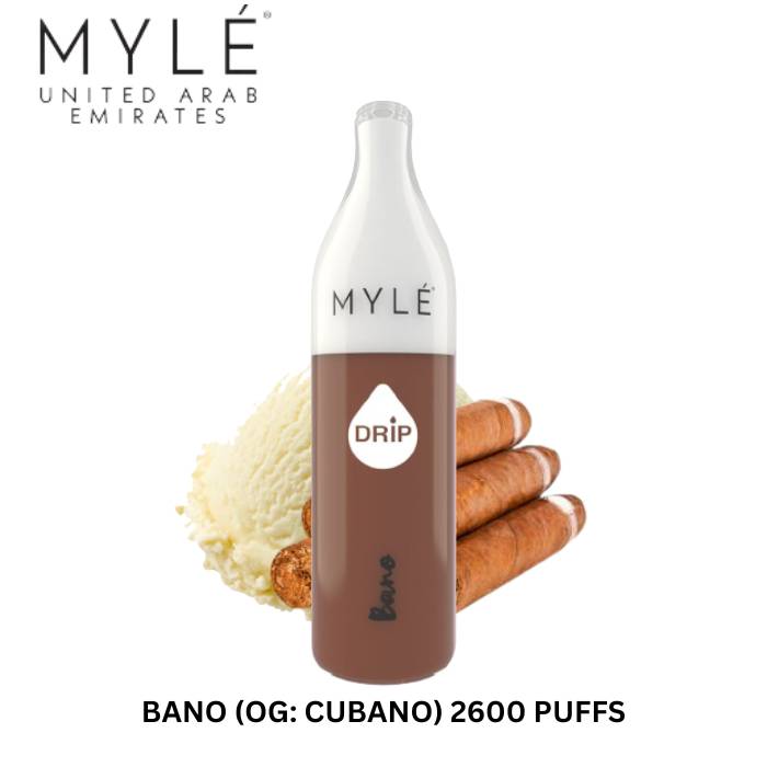 Myle disposable vape device with Bano (OG: Cubano) flavor cartridge