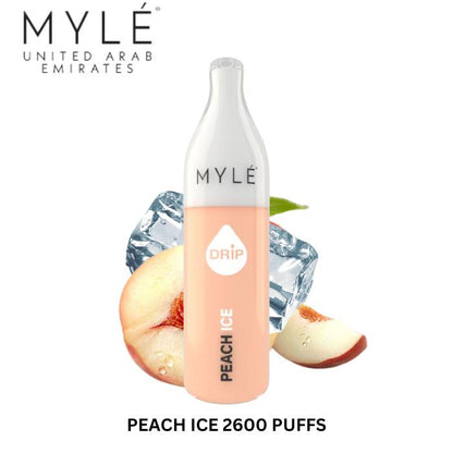 Myle disposable vape device with Peach Ice flavor cartridge