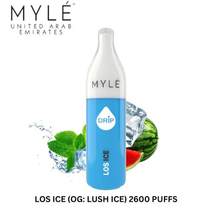 Myle disposable vape device with Los Ice (OG: Lush Ice) flavor cartridge