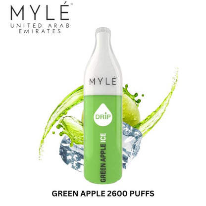 Myle disposable vape device with Green Apple flavor cartridge