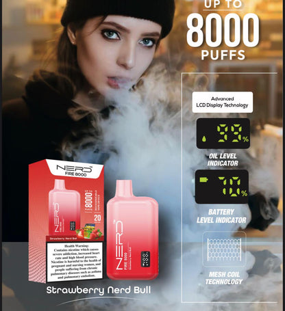 Pink disposable vape with LCD display, 8000 puffs