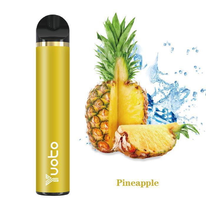 YUOTO disposable vape device in gold and black with mouthpiece cap.