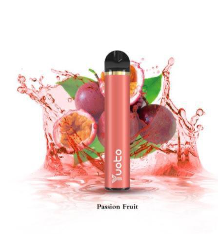YUOTO disposable vape device in pink and black with mouthpiece cap.