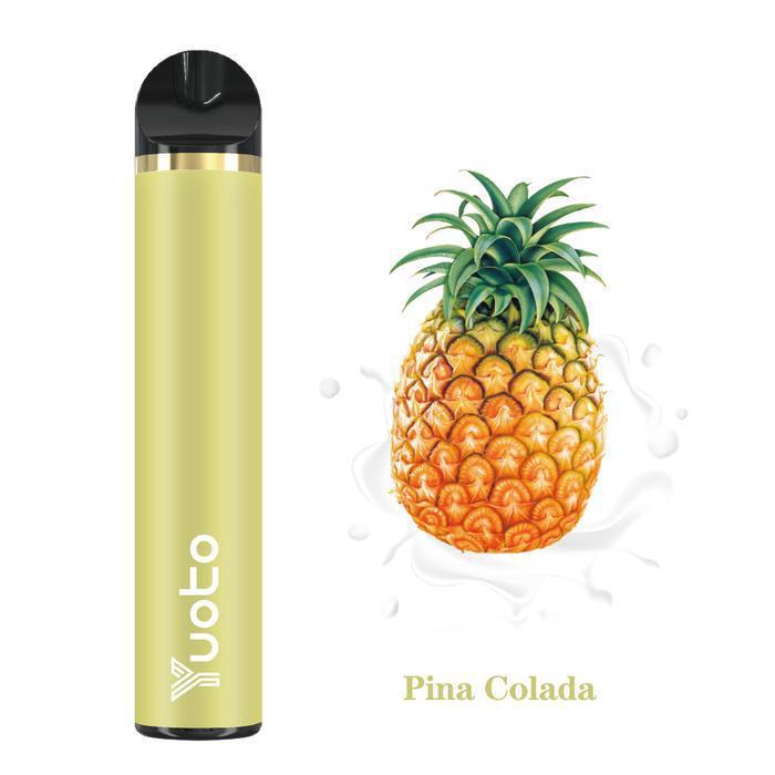 YUOTO disposable vape device in light gold and black with mouthpiece cap.