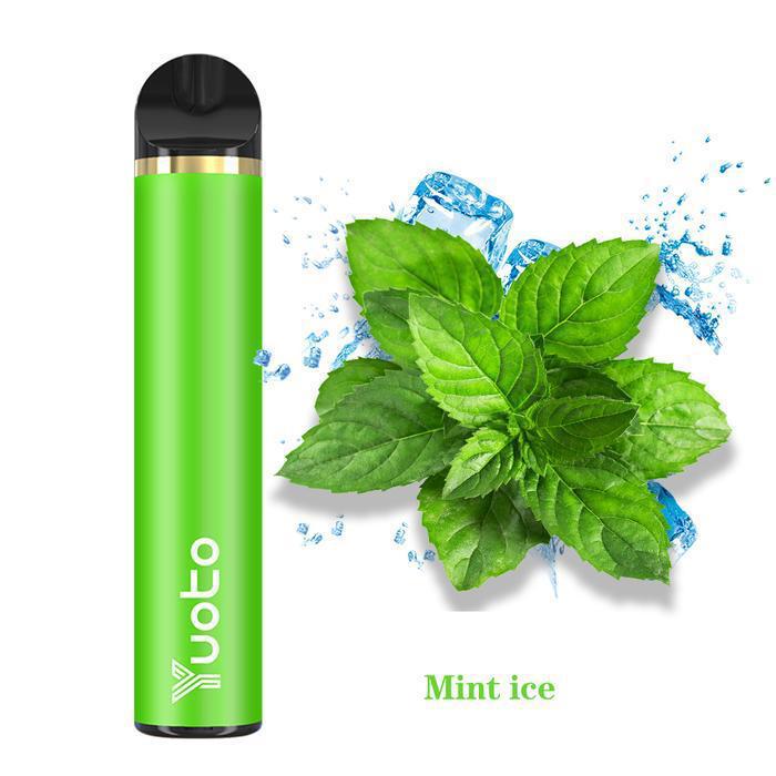 YUOTO disposable vape device in green and black with mouthpiece cap.
