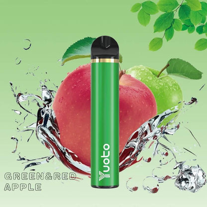 YUOTO disposable vape device in green and black with mouthpiece cap.