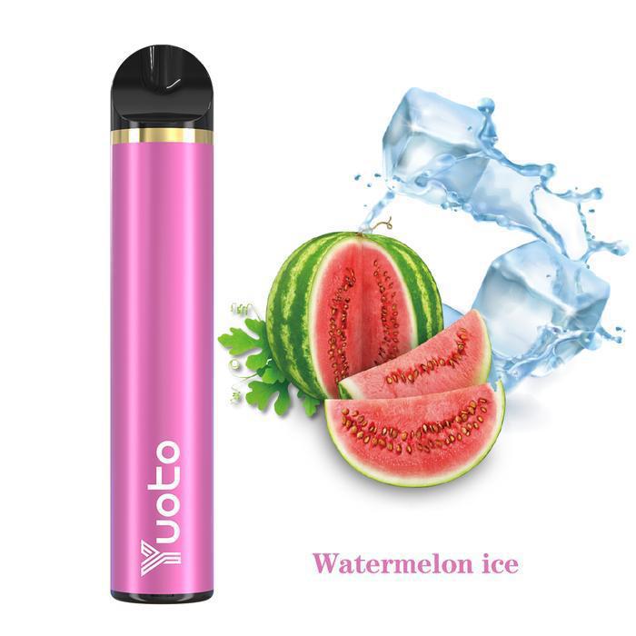 YUOTO disposable vape device in pink and black with mouthpiece cap.